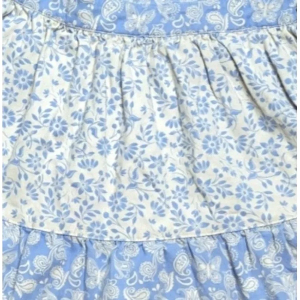 Cottagecore Patchwork Prairie Dress Blue Floral Tiered Storybook 7-8Y Easter - Picture 3 of 6